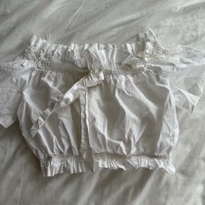 ZARA white off the shoulder crop top